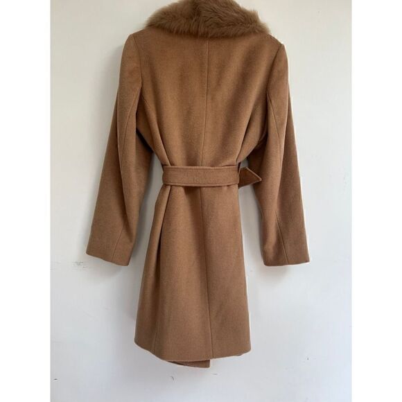 Toscana Genuine Lamb Shearling Collar Wool Blend Coat Sofia Cashmere Size Large - Picture 7 of 7